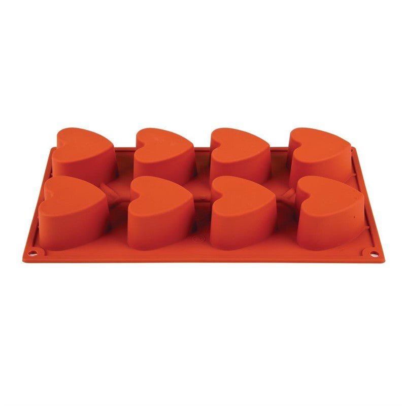 Bakvorm 8 hartjes - 35x70x60mm - Rood - Van Erkel Winkelmaterialen