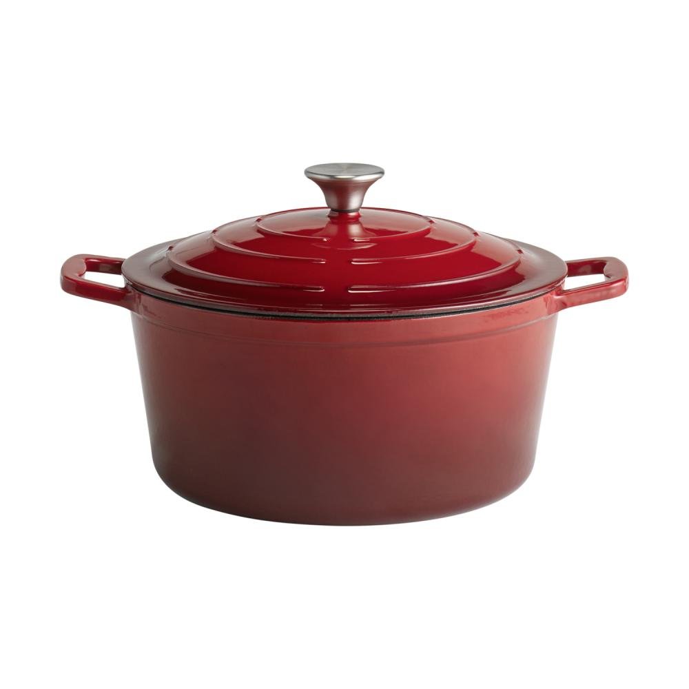 Braadpan met deksel (6L) - Ø280x130mm - Rood - Van Erkel Winkelmaterialen