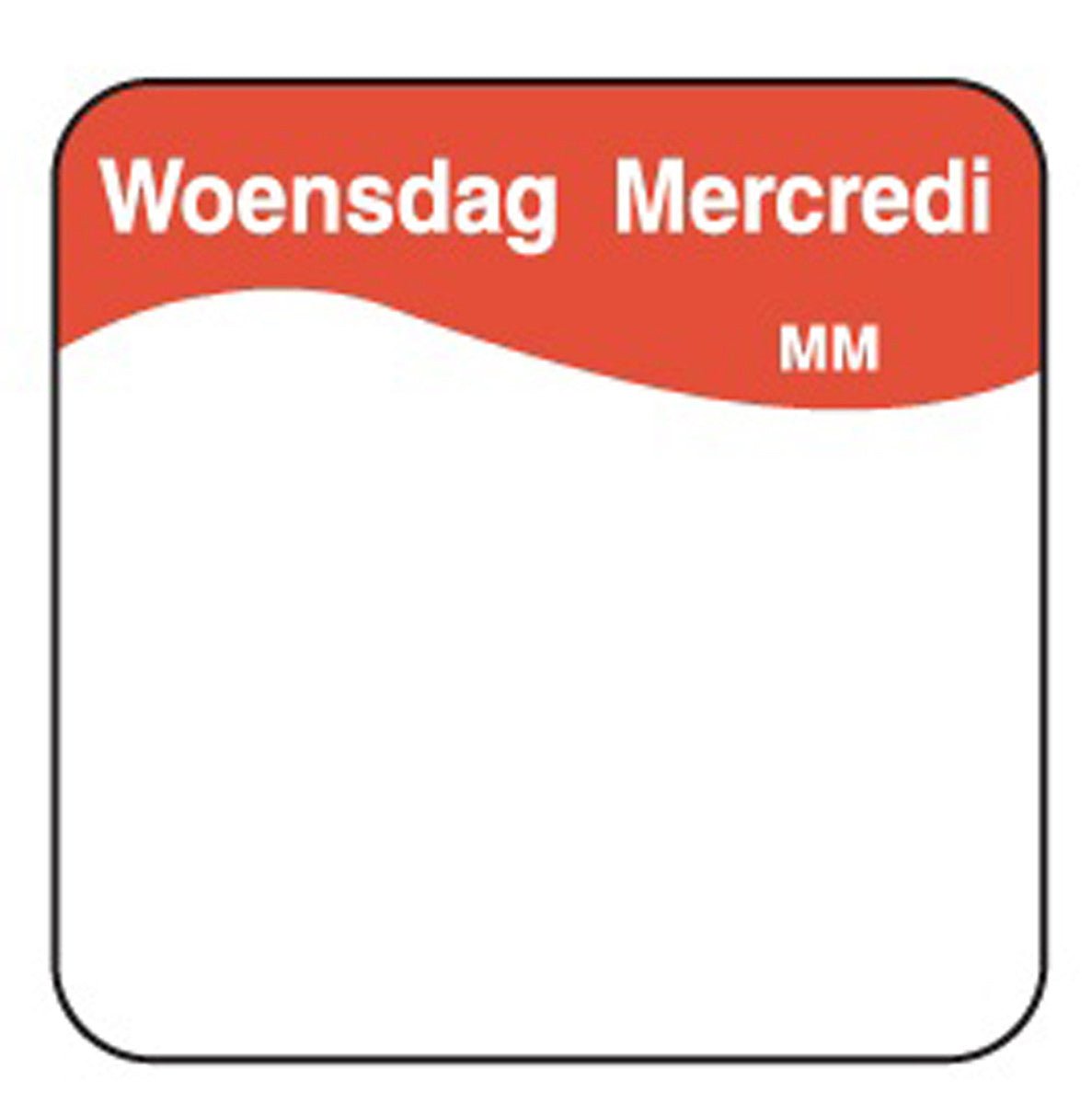 *Daglabels (volledig oplosbaar) - 25x25mm - Woensdag - Van Erkel Winkelmaterialen
