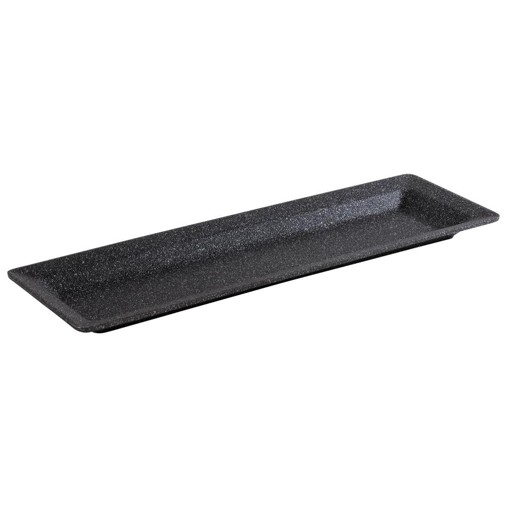 GN bord 'Frostfire' - 530x162x30mm (GN2/4) - Zwart granietlook - Van Erkel Winkelmaterialen