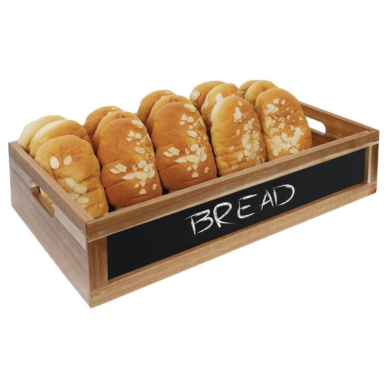 Houten kist met krijtbord GN1/1 - 527x325x120mm (GN1/1) - Bruin - Van Erkel Winkelmaterialen