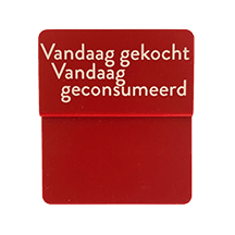 Opzetstukjes 'Vandaag gekocht, vandaag geconsumeerd' (10st) - 54x30mm - Rood - Van Erkel Winkelmaterialen