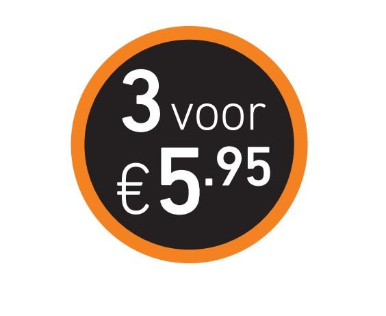Prijs sticker '3 voor €5,95' - Ø30mm - Van Erkel Winkelmaterialen