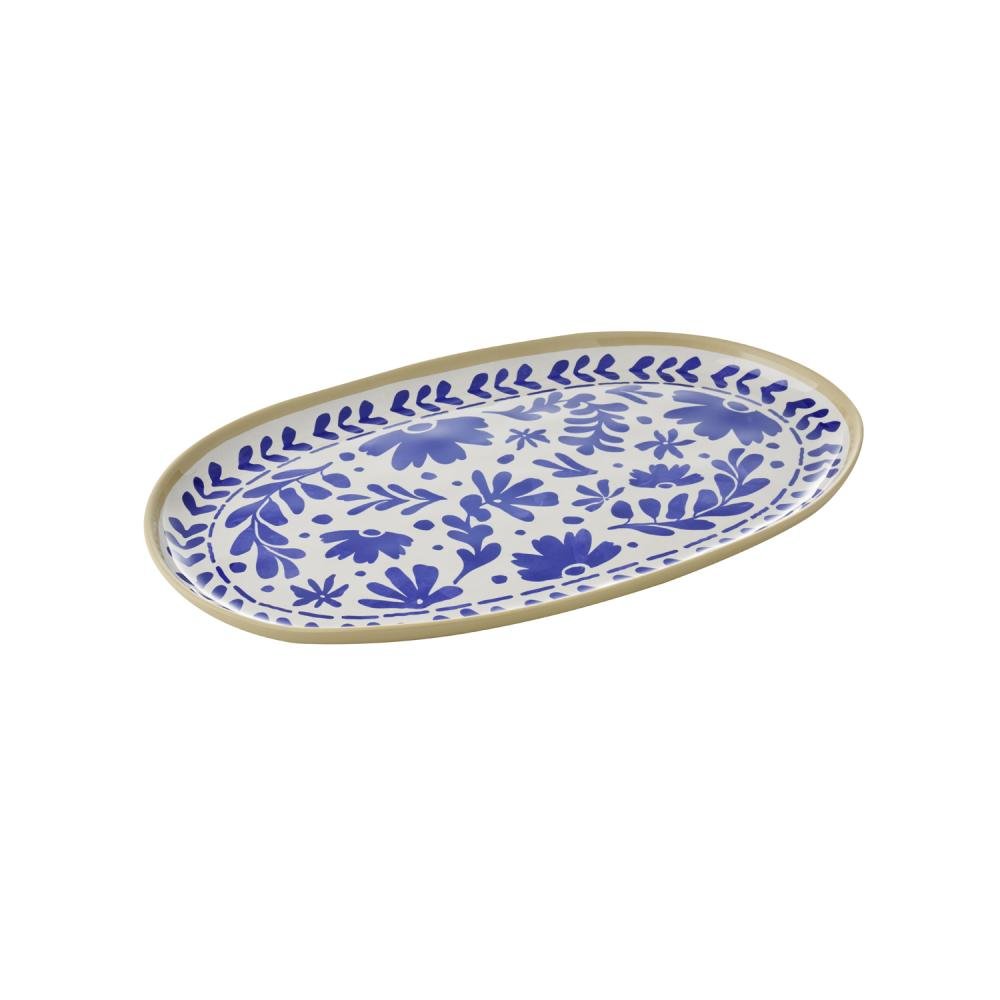 Schaal ovaal 'Floryn' - 405x245x25mm - Blauw - Van Erkel Winkelmaterialen