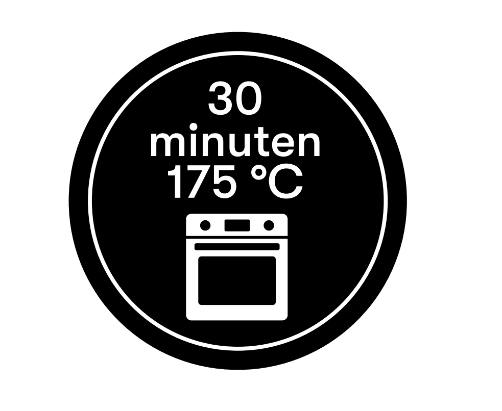 Sticker '30 minuten 175 graden' - Ø30mm - Zwart - Van Erkel Winkelmaterialen