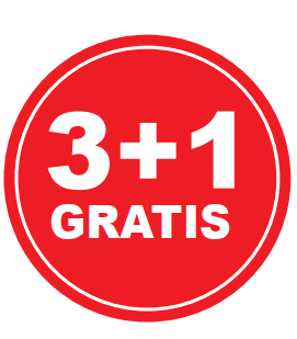 Sticker '3+1 Gratis' - Ø30mm - Rood - Van Erkel Winkelmaterialen