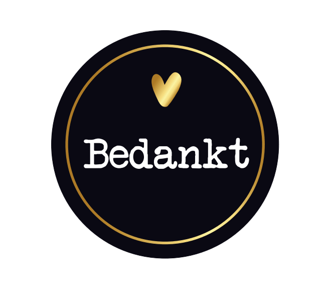 Sticker 'Bedankt' - Ø30mm - Zwart - Van Erkel Winkelmaterialen