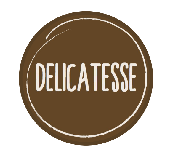 Sticker 'Delicatesse' - Ø30mm - Bruin - Van Erkel Winkelmaterialen