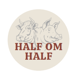 Sticker 'Half om half' - Ø30mm - Van Erkel Winkelmaterialen