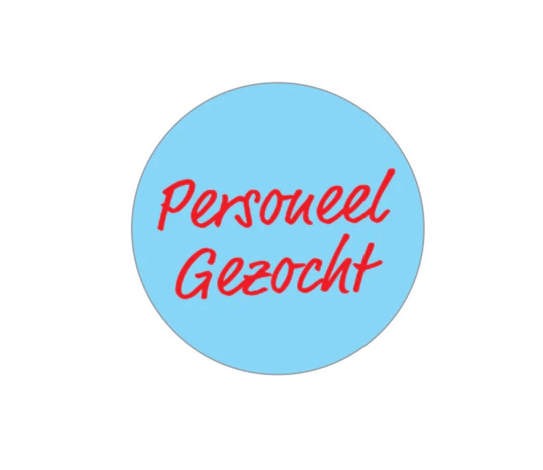 Sticker 'Personeel gezocht' - Ø30mm - Blauw - Van Erkel Winkelmaterialen