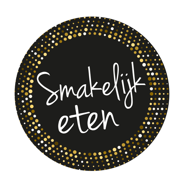Sticker 'Smakelijk eten' - Ø28mm - Zwart - Van Erkel Winkelmaterialen