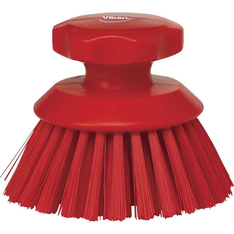 Vikan ronde werkborstel hard - Ø110mm - Rood - Van Erkel Winkelmaterialen