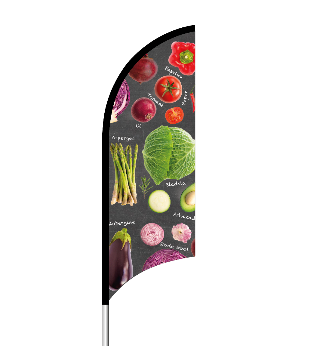 Beachflag "Groenten krijt"