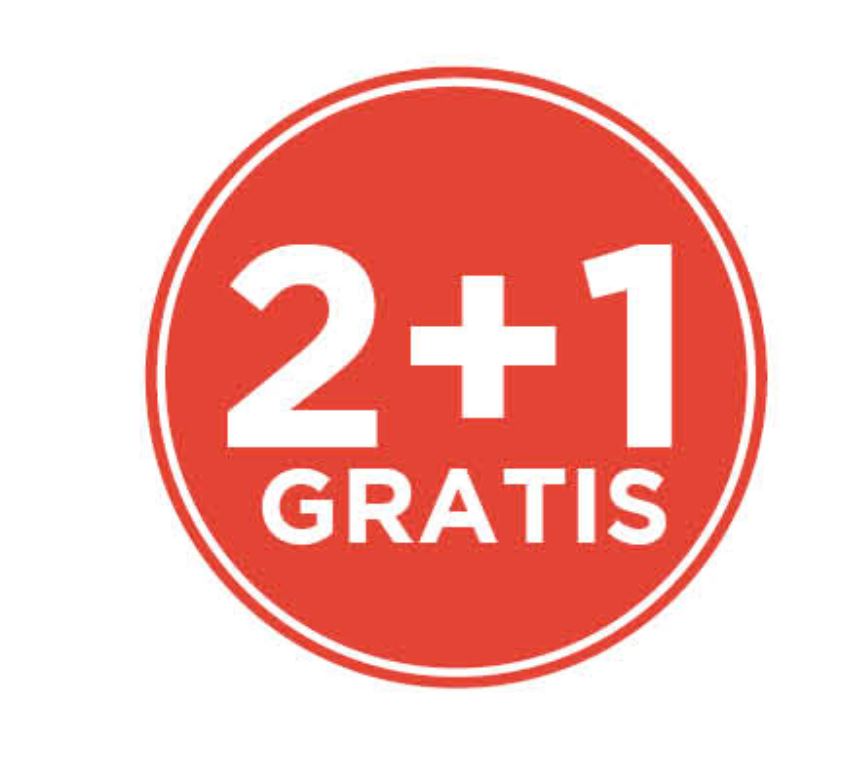 Ronde sticker Ø28mm Actie "2+1 Gratis" op rol (1000st)