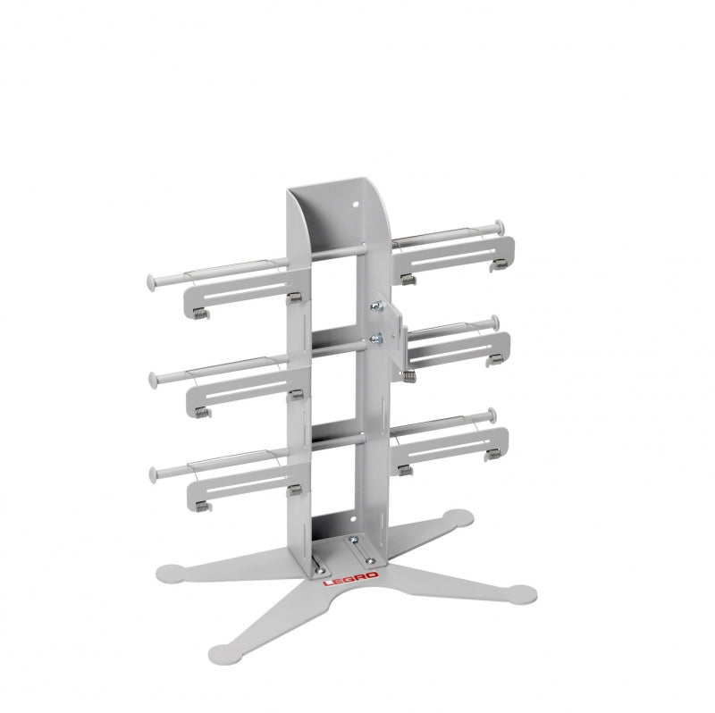 Cadeaulint rolhouder, metaal met een stervoet, geschikt voor 2, 4, 6 of 8 rollen.