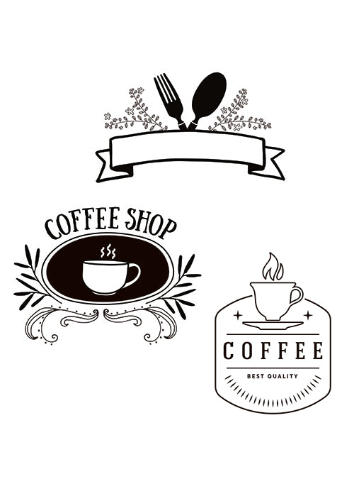 Sjabloon/stencils koffie in verschillende soorten