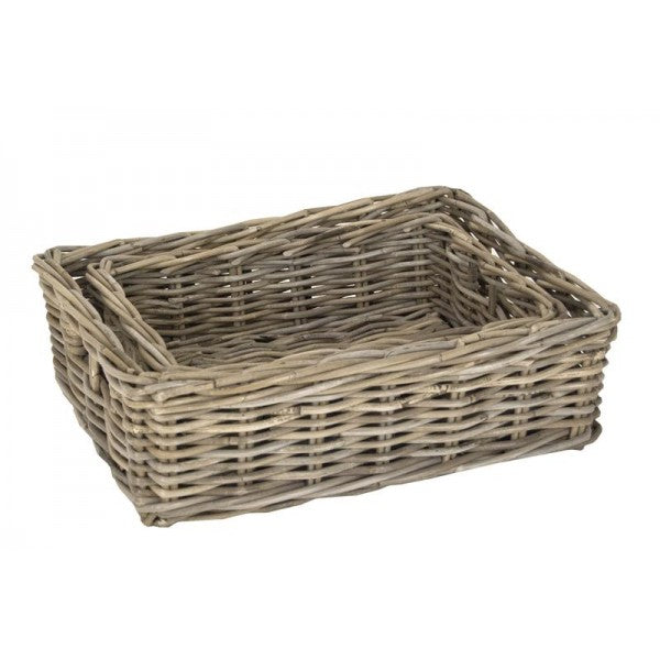 Mand grijs rotan met handvaten