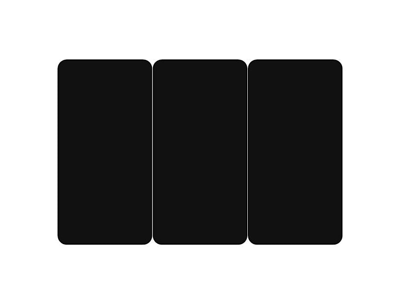Kunststof breekkaarten zwart mat 3-delig