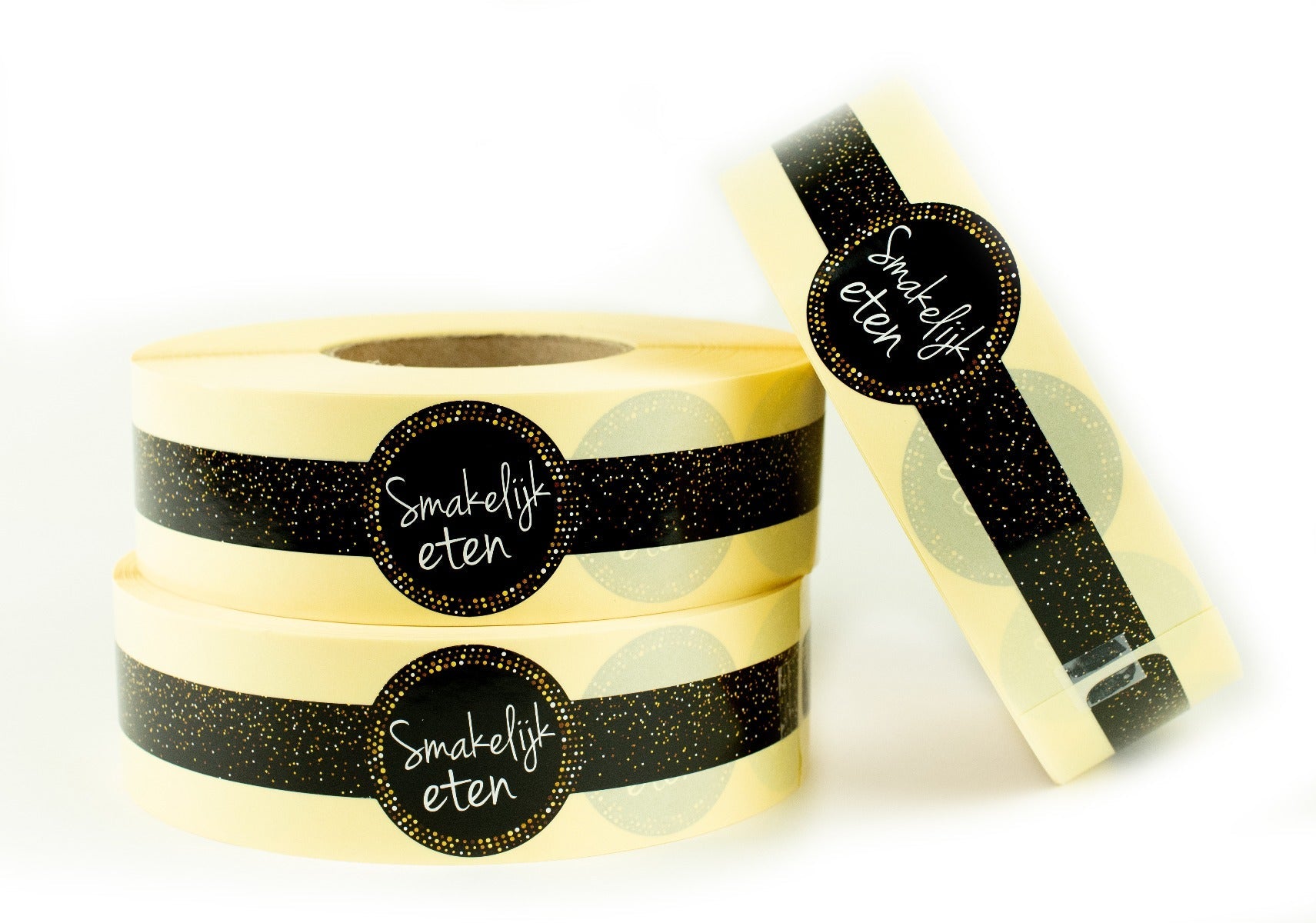 Bandsticker "Smakelijk eten" - 300x25mm - Zwart - Van Erkel Winkelmaterialen
