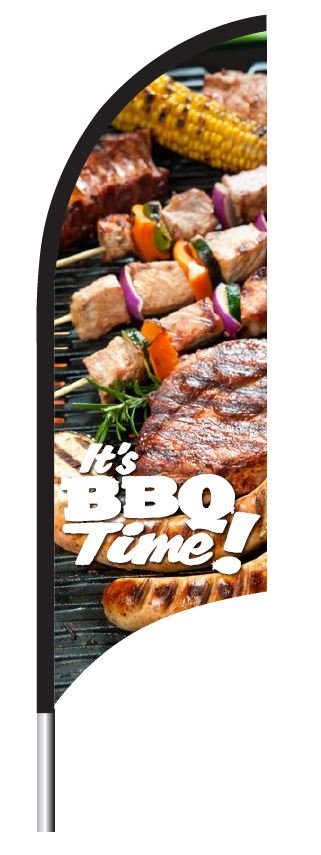 Beachflag "Barbecue Time" - 1900x700mm - Van Erkel Winkelmaterialen