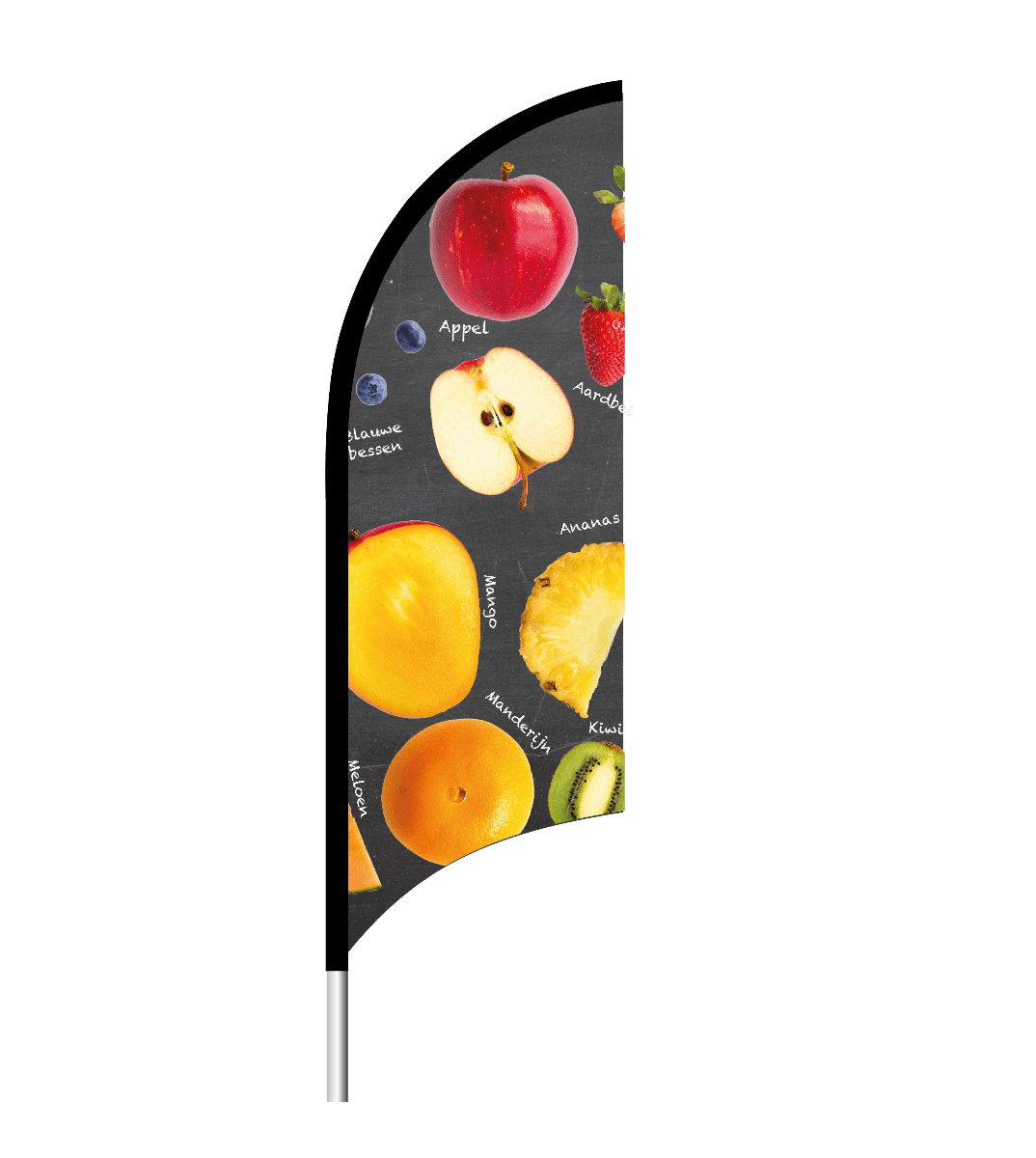 Beachflag "Fruit krijt" - 1900x700mm - Van Erkel Winkelmaterialen
