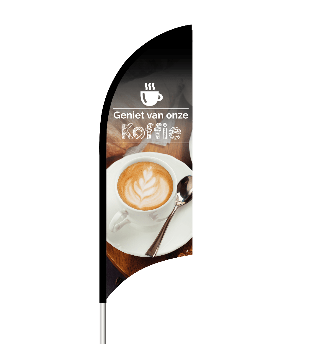 Beachflag "Koffie" - 1900x700mm - Van Erkel Winkelmaterialen