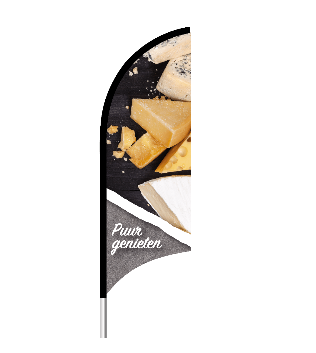 Beachflag "Puur genieten" - 1900x700mm - Van Erkel Winkelmaterialen