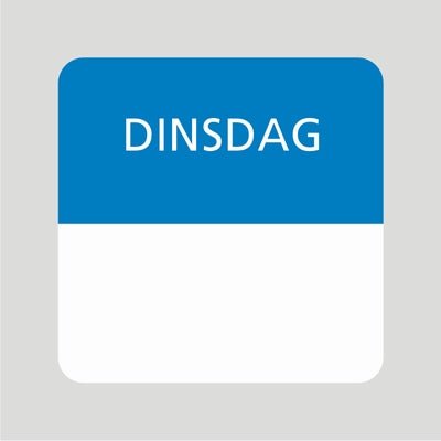 Etiket / Daglabel "Dinsdag" - 25x25mm - Blauw - Van Erkel Winkelmaterialen
