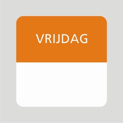 Etiket / Daglabel "Vrijdag" - 25x25mm - Oranje - Van Erkel Winkelmaterialen