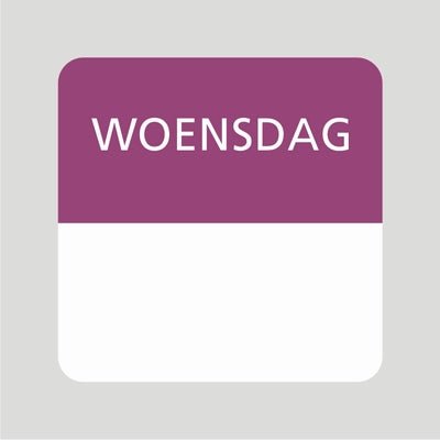 Etiket / Daglabel "Woensdag" - 25x25mm - Paars - Van Erkel Winkelmaterialen