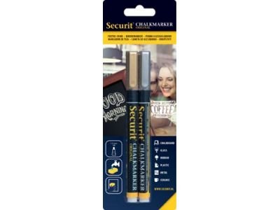 Krijtstiften goud/zilver (2st) - 1-2mm - Krijtstift (Waterafwisbaar) - Van Erkel Winkelmaterialen