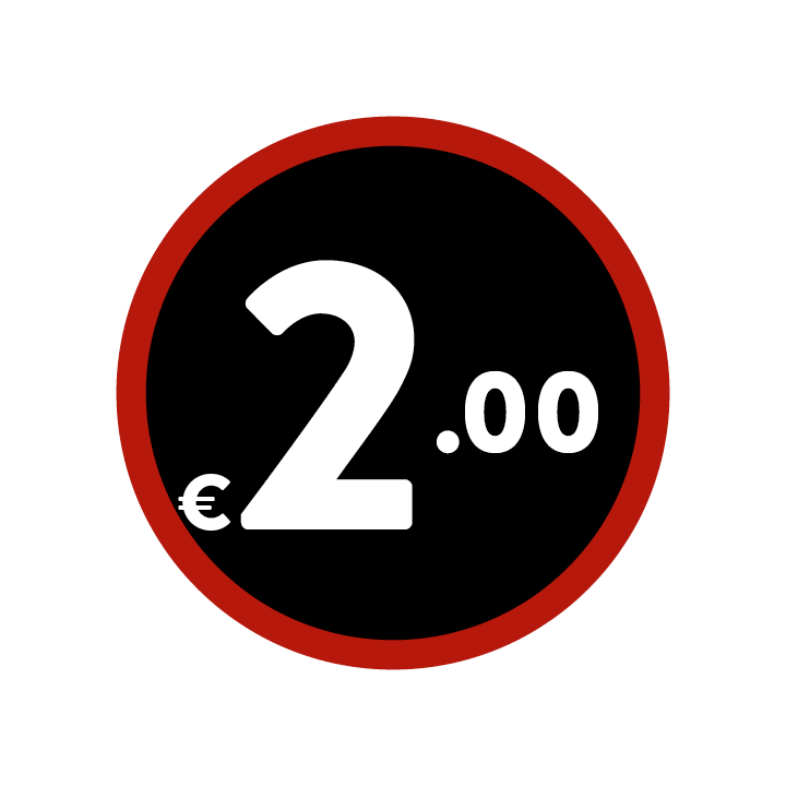 Prijs stickers op rol "€2.00" - Ø28mm - Van Erkel Winkelmaterialen