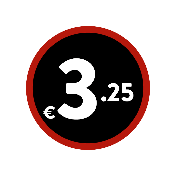 Prijs stickers op rol "€3.25" - Ø28mm - Van Erkel Winkelmaterialen