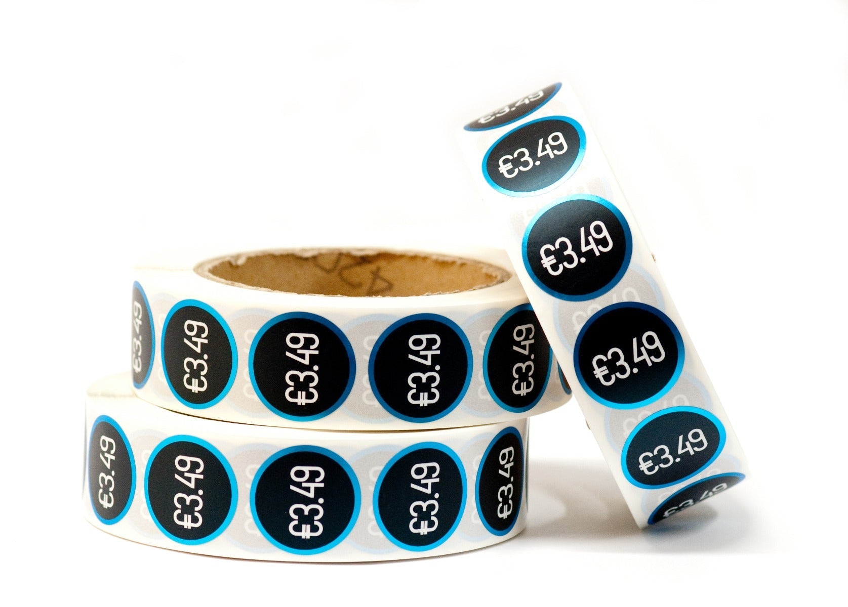 Prijs stickers op rol "€3.49" - Ø28mm - Van Erkel Winkelmaterialen