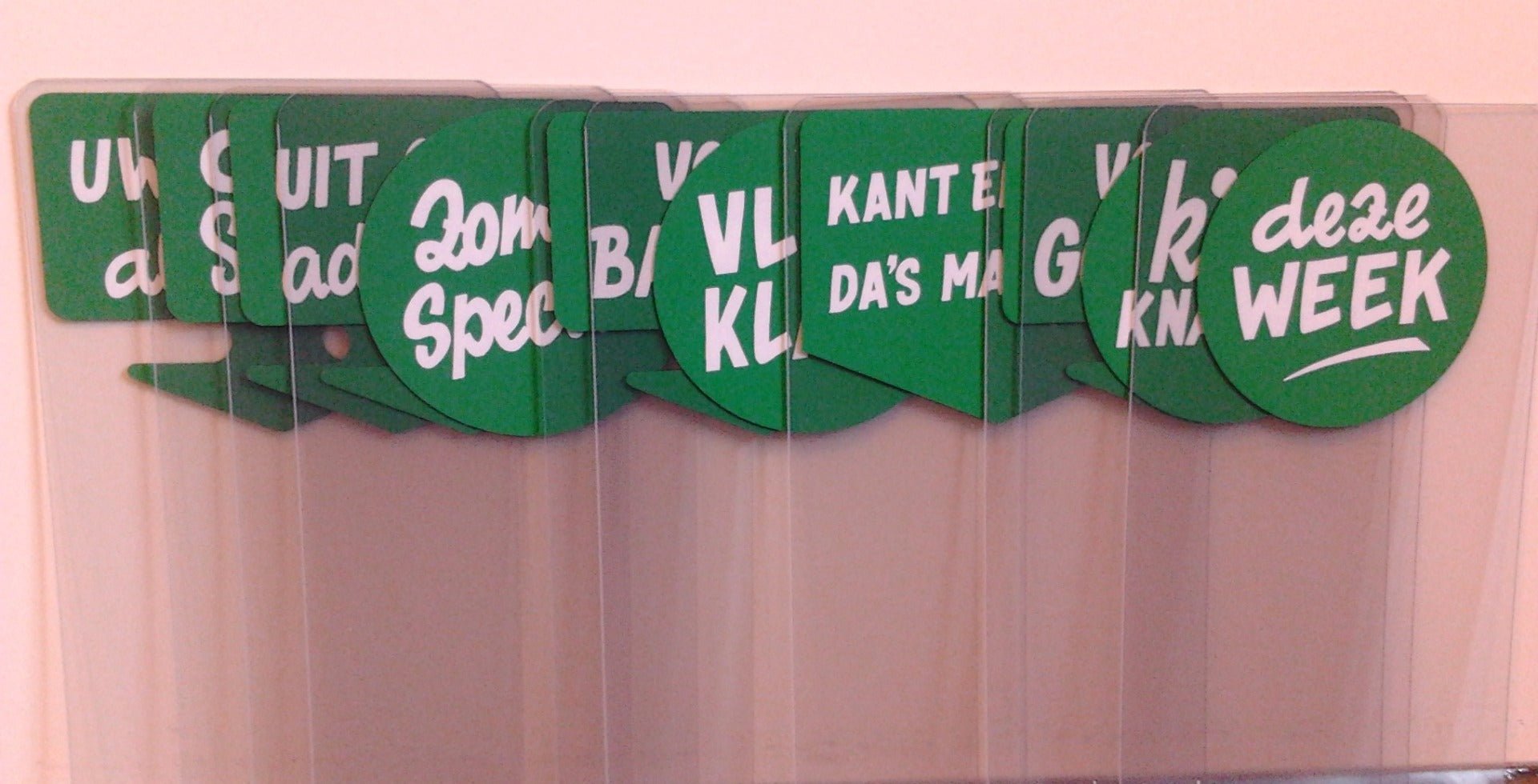 Reclame standaards (versch. teksten) - Van Erkel Winkelmaterialen