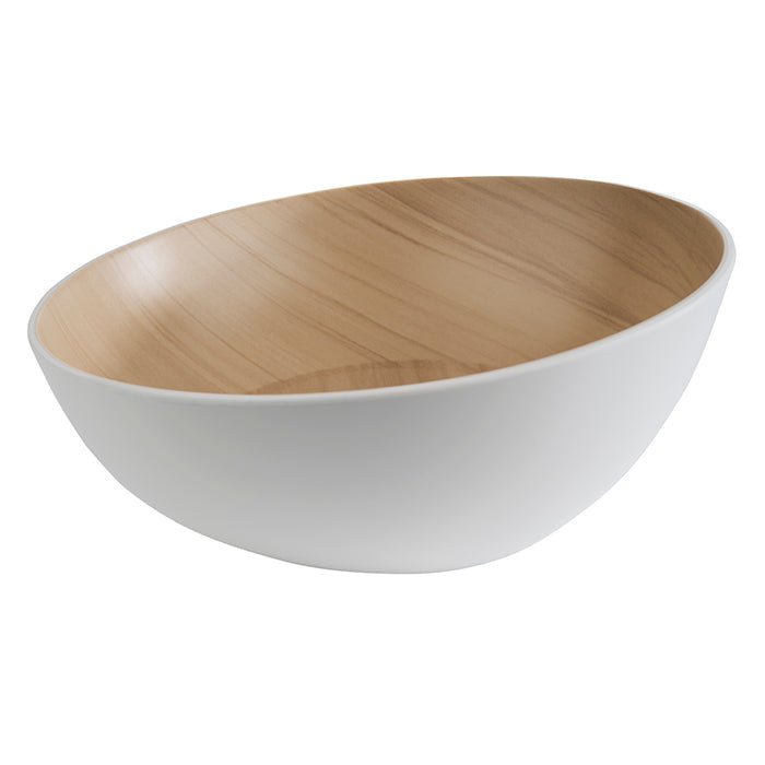 Schaal wit/hout - Ø250mm - Van Erkel Winkelmaterialen
