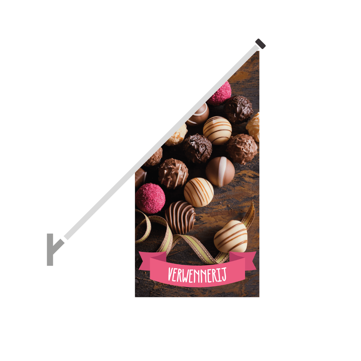 Schuine gevelvlag "Bonbon verwennerij" - 680x680x1360mm - Van Erkel Winkelmaterialen