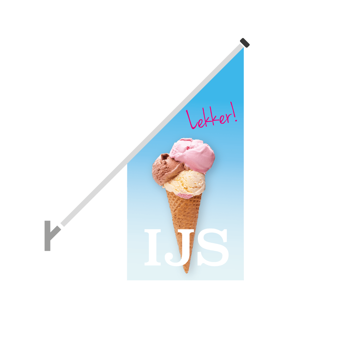 Schuine gevelvlag "Ijs" - 680x680x1360mm - Van Erkel Winkelmaterialen