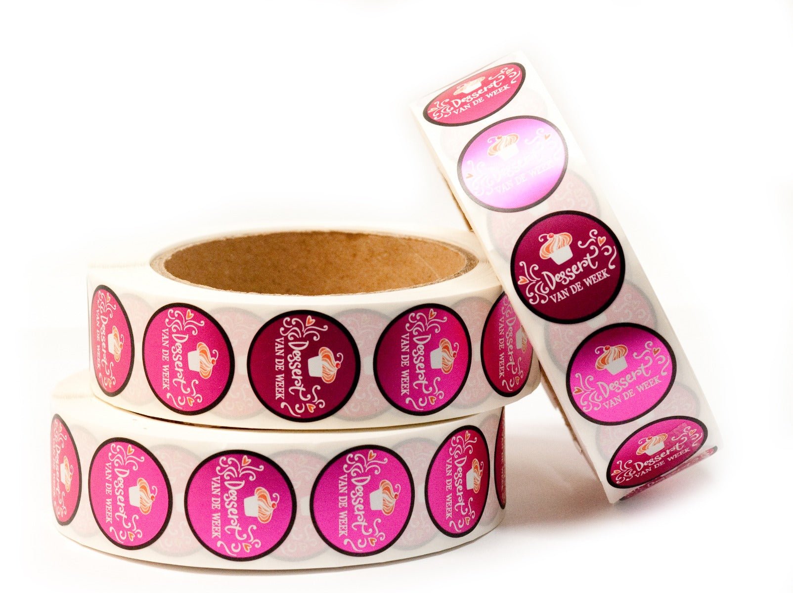 *Sticker rond "Dessert van de week" - Ø28mm - Van Erkel Winkelmaterialen