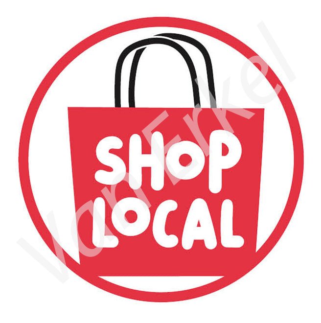 *Sticker rond "Shop Local" - Ø50mm - Van Erkel Winkelmaterialen