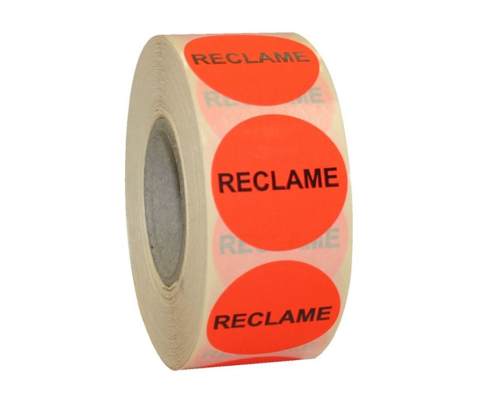 Sticker rood 'Reclame' - Ø35mm - Rood - Van Erkel Winkelmaterialen