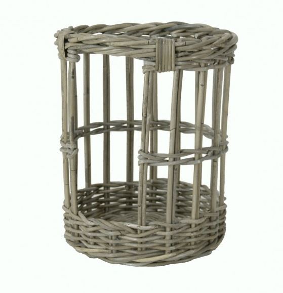 Stokbroodmand rotan rond - Ø320x400mm - Grijs - Van Erkel Winkelmaterialen