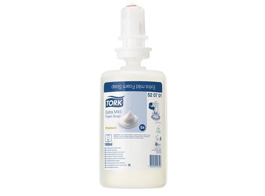 Tork S4 Premium foamzeep, niet geparf. (6st) - 92x92x240mm - Geel - Van Erkel Winkelmaterialen