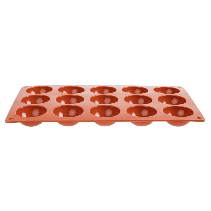 Bakvorm 15 halve bollen - Ø50x23mm - Rood - Van Erkel Winkelmaterialen