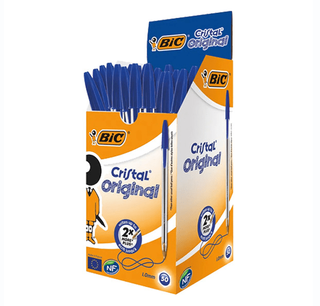 Balpen BIC met dop (50st) - Blauw - Van Erkel Winkelmaterialen