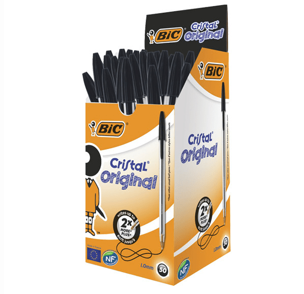 Balpen BIC met dop (50st) - Zwart - Van Erkel Winkelmaterialen