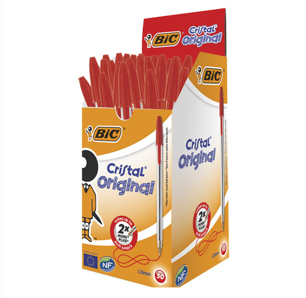 Balpen BIC met dop (50st) - Rood - Van Erkel Winkelmaterialen