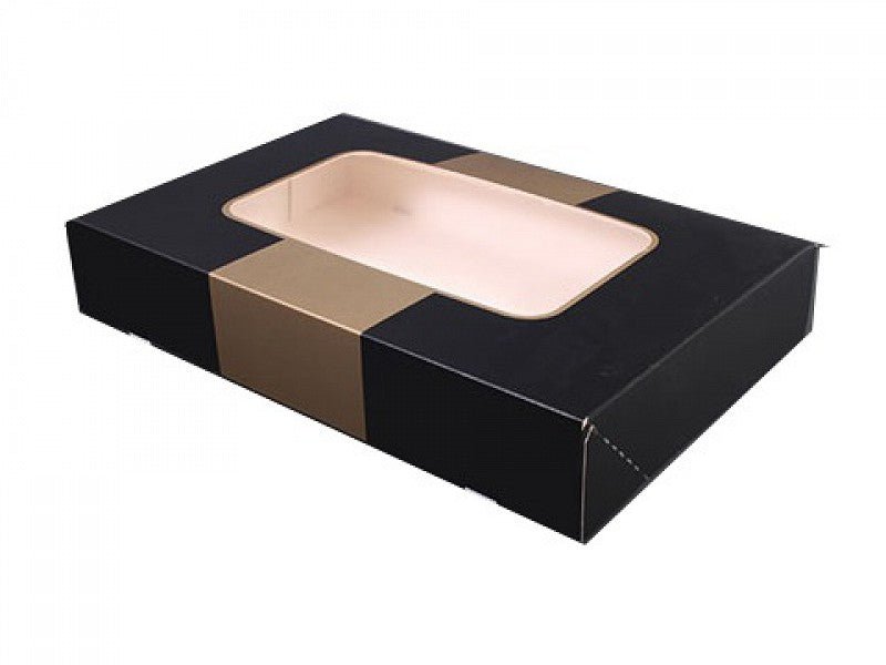 Cateringdozen met venster (100st) - 360x250x80mm - Zwart - Van Erkel Winkelmaterialen