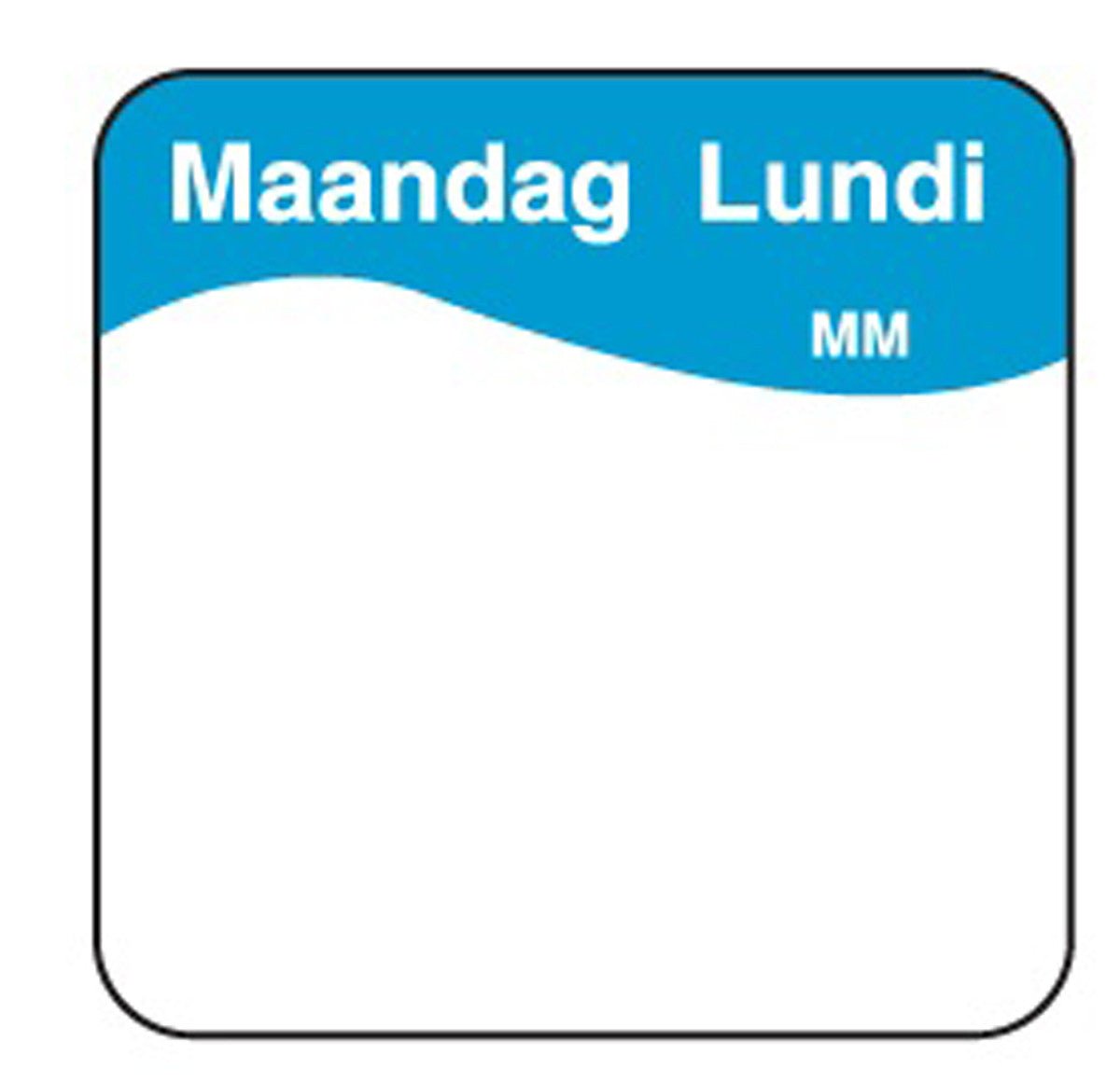 *Daglabels (volledig oplosbaar) - 25x25mm - Maandag - Van Erkel Winkelmaterialen
