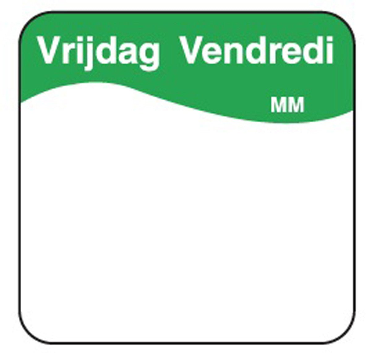 *Daglabels (volledig oplosbaar) - 25x25mm - Vrijdag - Van Erkel Winkelmaterialen